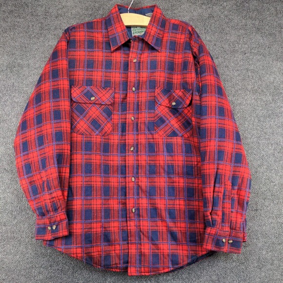 Outdoor Exchange Men's Flannel Shirt Jacket Shacket Multi Large Plaid Vintage - Picture 2 of 16